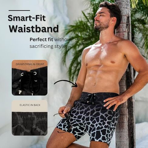 Tucann Men's Trunks 5" Compression Liner Quick Dry Zipper Pocket Chlorine Resistan 4 Way Stretch Faded Swim Shorts for Men in Kuwait