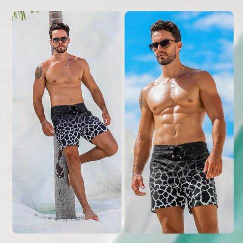 Tucann Men's Trunks 5" Compression Liner Quick Dry Zipper Pocket Chlorine Resistan 4 Way Stretch Faded Swim Shorts for Men in Kuwait