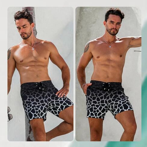 Tucann Men's Trunks 5" Compression Liner Quick Dry Zipper Pocket Chlorine Resistan 4 Way Stretch Faded Swim Shorts for Men in Kuwait