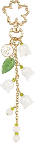 Letter Initial Keychain Lily Flower Purse Charm Keychain Accessory Cute Keychain for Backpack in Saudi Arabia