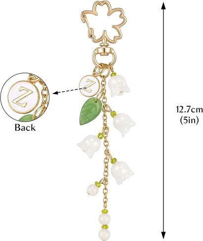 Letter Initial Keychain Lily Flower Purse Charm Keychain Accessory Cute Keychain for Backpack in Saudi Arabia