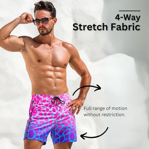 Tucann Men's Trunks 5" Compression Liner Quick Dry Zipper Pocket Chlorine Resistan 4 Way Stretch Faded Swim Shorts for Men in Kuwait