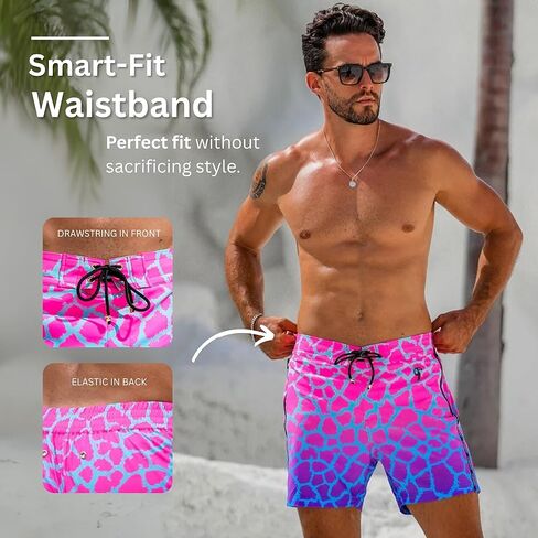 Tucann Men's Trunks 5" Compression Liner Quick Dry Zipper Pocket Chlorine Resistan 4 Way Stretch Faded Swim Shorts for Men in Kuwait