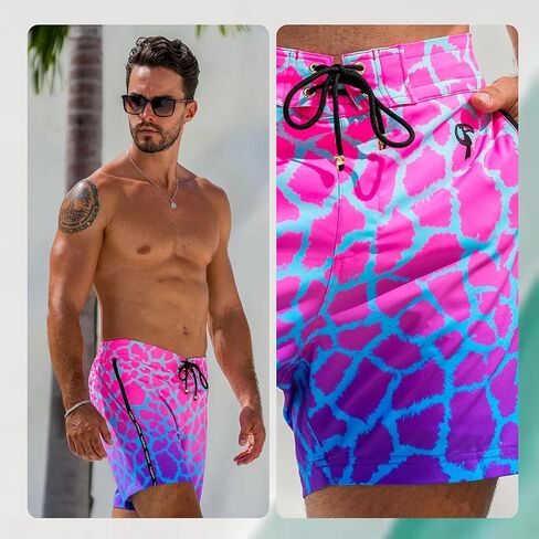 Tucann Men's Trunks 5" Compression Liner Quick Dry Zipper Pocket Chlorine Resistan 4 Way Stretch Faded Swim Shorts for Men in Kuwait