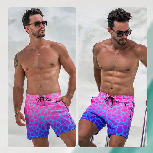 Tucann Men's Trunks 5" Compression Liner Quick Dry Zipper Pocket Chlorine Resistan 4 Way Stretch Faded Swim Shorts for Men in Kuwait