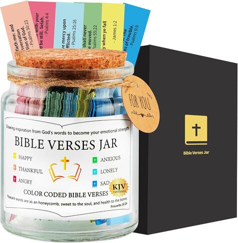 Bible Verse Jar (KJV) with 90 Bible Verses, Prayer Hope Jar, Christian Relious Prayer Gifts for Dad, Women, Men, Mom, Friend, Teacher Appreciation Graduation Birthday Gifts for Teen Girls Boys in Kuwait