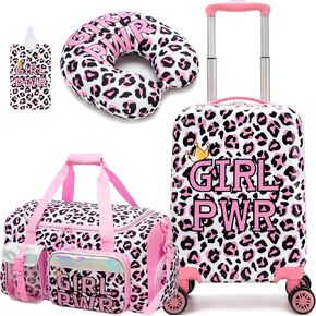 Kid's Luggage Set 3 Piece Suitcase Set 16" Hardside Luggage with Spinner Wheels Boys Carry on Toddler Travel Rolling Suitcase with Duffle Bag Neck Pillow Airline Approved in Saudi Arabia