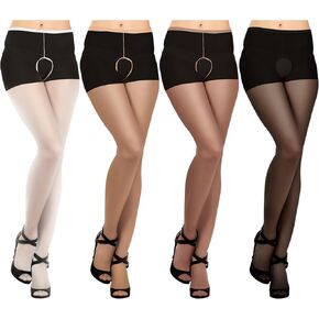 Bencailor 4 Pair Women's pantyhose High Waist Sheer open stockings Thigh High Stockings (Black, White, Skin, Coffee) in Saudi Arabia