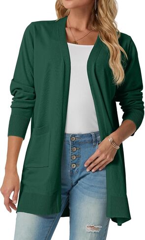 GRECERELLE Womens Lightweight Open Front Casual V-Neck Long Cardigan Sweater with Pockets, S-2XL in Saudi Arabia