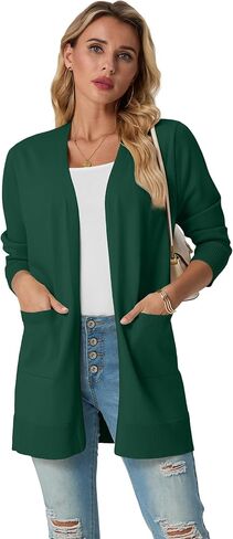 GRECERELLE Womens Lightweight Open Front Casual V-Neck Long Cardigan Sweater with Pockets, S-2XL in Saudi Arabia