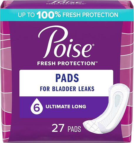 Poise Postpartum Incontinence Pads for Women, Ultimate Absorbency, Long, Original Design, 27 Count in Kuwait