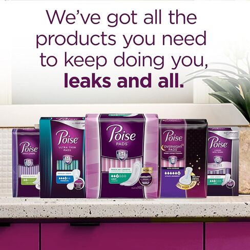 Poise Postpartum Incontinence Pads for Women, Ultimate Absorbency, Long, Original Design, 27 Count in Kuwait