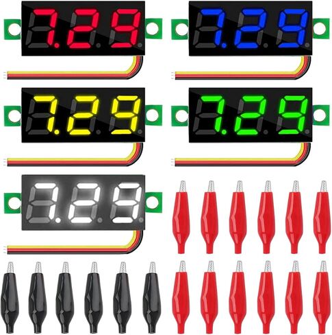 3 قطعة تيار مستمر 0-100 فولت الفولتميتر الرقمي الصغير 0.36 بوصة 3 لون أحمر أخضر أزرق LED عرض ثلاثة أسلاك جهاز قياس الجهد الكهربائي مع 9 قطعة مشبك التمساح in Saudi Arabia