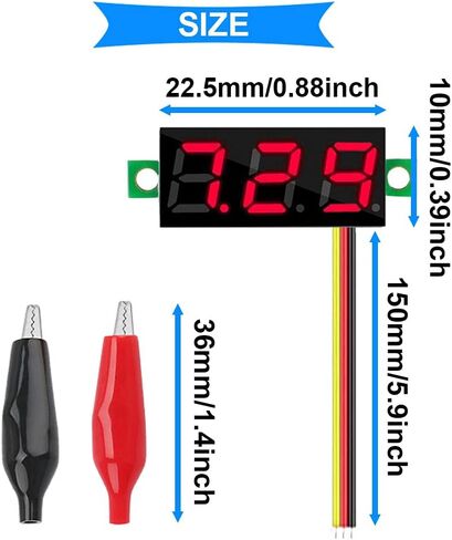 3 قطعة تيار مستمر 0-100 فولت الفولتميتر الرقمي الصغير 0.36 بوصة 3 لون أحمر أخضر أزرق LED عرض ثلاثة أسلاك جهاز قياس الجهد الكهربائي مع 9 قطعة مشبك التمساح in Saudi Arabia