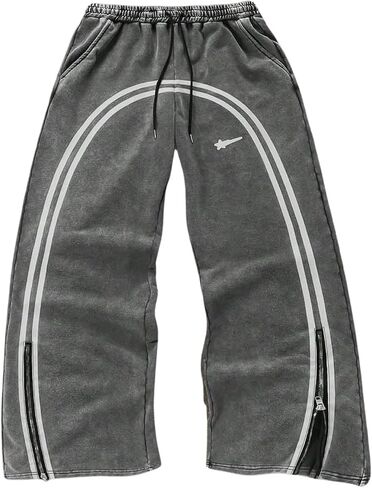 Men's Y2k Baggy Sweatpants Wide Leg Stripe Track Pants Drawstring Summer Autumn Pant with Pockets Streetwear in Kuwait