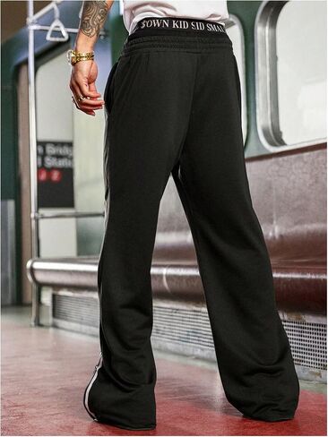 Men's Y2k Baggy Sweatpants Wide Leg Stripe Track Pants Drawstring Summer Autumn Pant with Pockets Streetwear in Kuwait