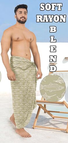 HAPPY BAY Men's Sarong Beach Pareo Aloha Wraps in Kuwait