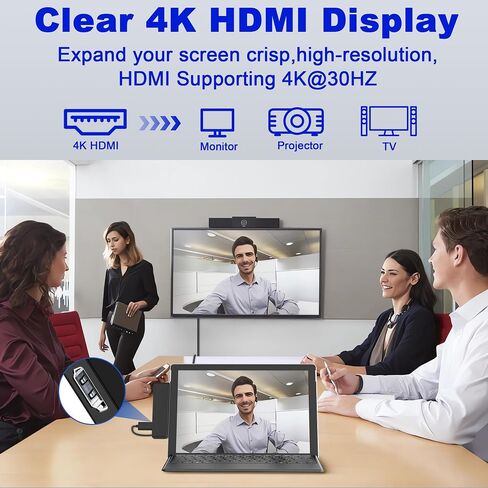 Surface Pro 11 USB C Adapter, Surface Pro 9 Hub Docking Station with 4K HDMI, USB-C Thunerbolt 4 (8K Video+Data+100W PD), 2*USB 3.0, 3.5mm Audio, SD/TF, USB C Hub for Surface Pro 11 Copilot/10/9/X in Saudi Arabia