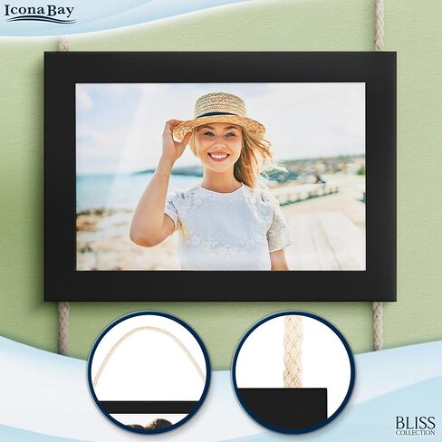Icona Bay 4x6 Wall Hanging Picture Frames Collage w/ 4 Openings (Rustic Brown), Casual Style Wood Composite Frames, Wall Mount Only, Bliss Collection in Saudi Arabia