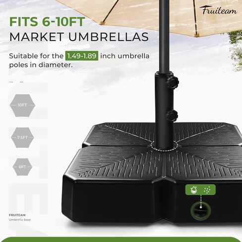 FRUITEAM 110lb Capacity Fillable Portable Umbrella Base with Wheels,Patio Umbrella Base Water & Sand Filled Umbrella Stand for Garden,Outdoor,Deck w/2 Locks,2Knobs in Saudi Arabia
