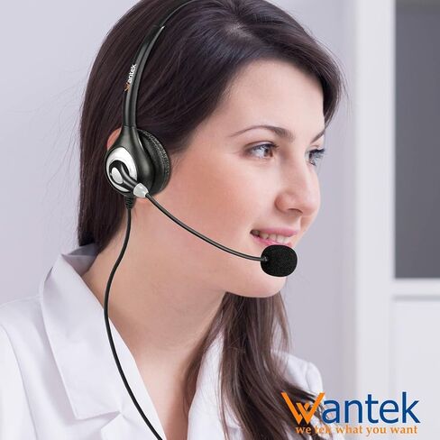 Wantek USB Headset with Microphone for PC,Laptop,Computer Headset with Noise Cancelling & Audio Controls,Wired Headset for Call Center,Work,Ofiice,Zoom,Binaural in Kuwait
