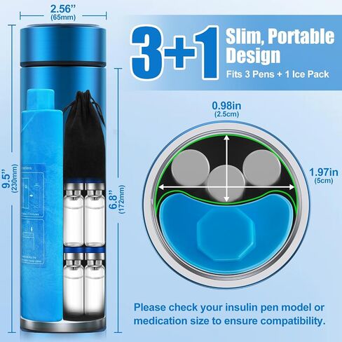 TSA Approved Insulin Travel Cooler – Compact Medication Travel Case for Diabetics – 60H Cooling for 2-6 Insulin Pens – Ideal Travel Cooler for EpiPens (White) in Kuwait