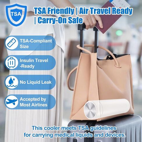 TSA Approved Insulin Travel Cooler – Compact Medication Travel Case for Diabetics – 60H Cooling for 2-6 Insulin Pens – Ideal Travel Cooler for EpiPens (White) in Kuwait