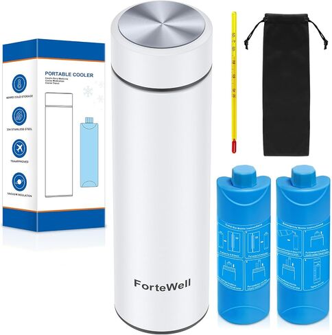 TSA Approved Insulin Travel Cooler – Compact Medication Travel Case for Diabetics – 60H Cooling for 2-6 Insulin Pens – Ideal Travel Cooler for EpiPens (White) in Kuwait