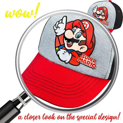 Nintendo Super Mario Boys Baseball Cap - Ages 4-12 Years - Many Styles and Colors - Adjustable - 100% Cotton (Classic Mario) in Saudi Arabia