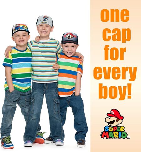 Nintendo Super Mario Boys Baseball Cap - Ages 4-12 Years - Many Styles and Colors - Adjustable - 100% Cotton (Classic Mario) in Saudi Arabia