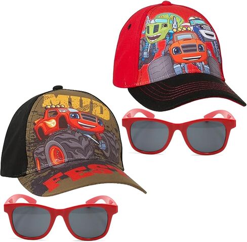Nickelodeon Boys Blaze & The Monster Machines 2 Pack Cotton Baseball Cap (Ages 2-4) With Sunglasses in Saudi Arabia