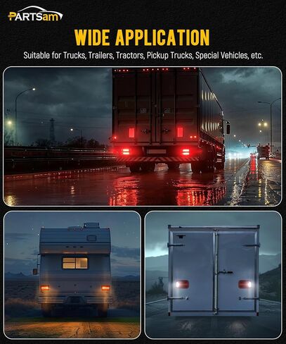 Partsam Wireless LED Trailer Light Kit 4000mAh بطارية ، مستطيل مغناطيسي محمول توقف بدوره ترخيص عكس القطر مصابيح الذيل مع قوس معدني 7 دبوس للشاحنات مقطورات 12-24 فولت IP67 مقاومة للماء in Kuwait