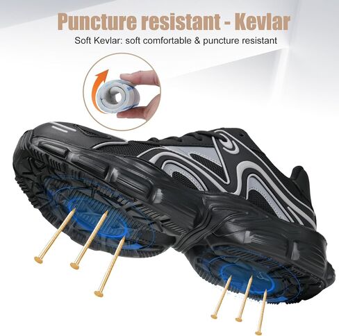 Steel Toe Shoes for Women Men Wide Non Slip Composite Work Sneakers Indestructible Comfortable Safety Tennis Shoes Lightweight Breathable Construction Sneakers Puncture Proof Ergonomic Design in Saudi Arabia