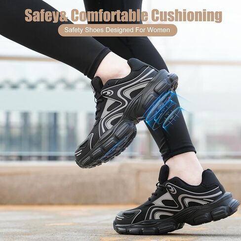Steel Toe Shoes for Women Men Wide Non Slip Composite Work Sneakers Indestructible Comfortable Safety Tennis Shoes Lightweight Breathable Construction Sneakers Puncture Proof Ergonomic Design in Saudi Arabia