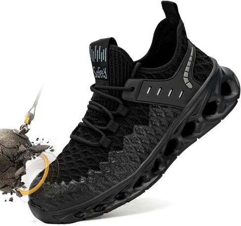 Steel Toe Shoes for Women Men Wide Non Slip Composite Work Sneakers Indestructible Comfortable Safety Tennis Shoes Lightweight Breathable Construction Sneakers Puncture Proof Ergonomic Design in Saudi Arabia