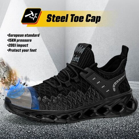 Steel Toe Shoes for Women Men Wide Non Slip Composite Work Sneakers Indestructible Comfortable Safety Tennis Shoes Lightweight Breathable Construction Sneakers Puncture Proof Ergonomic Design in Saudi Arabia