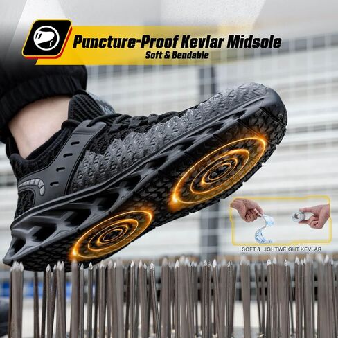 Steel Toe Shoes for Women Men Wide Non Slip Composite Work Sneakers Indestructible Comfortable Safety Tennis Shoes Lightweight Breathable Construction Sneakers Puncture Proof Ergonomic Design in Saudi Arabia