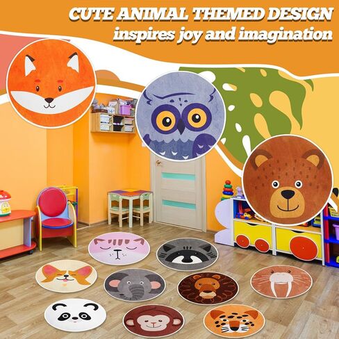 12 PCS Carpet Circle مقعدًا ، سجادة فصول دراسية مستديرة 15 بوصة ، حصيرة وسادة أرضية غير قسيمة ، سجادة وقت الدائرة لغرفة المعيشة ، التعلم ، المناطق ، وقت القصة ، نشاط المجموعة (حيوان) in Kuwait