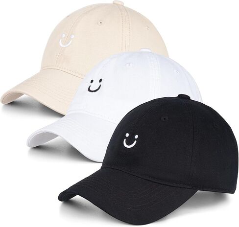 Washed Cotton Vintage Baseball Cap Sun Hats Men Women Smile Baseball Cap Adjustable Dad Golf Hat in Saudi Arabia