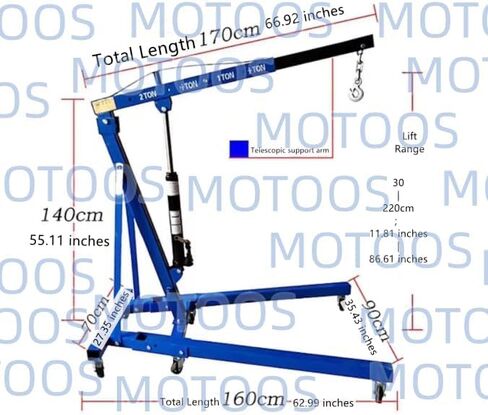 Engine Hoist 2 TON Folding Hydraulic Engine Motor Hoist with Load Leveler Lever, Cherry Picker Shop Cranes Lift Red Shop Crane 4000 lb (Engine Stand+Load Leveler) in Kuwait