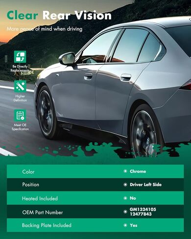 SCITOO Exterior Mirror Replacement Glass Lens Manual fit 1999-2006 for Chevy Silverado Suburban for GMC Sierra Yukon Driver Left Side Towing Mirror Replacement Glass in Kuwait