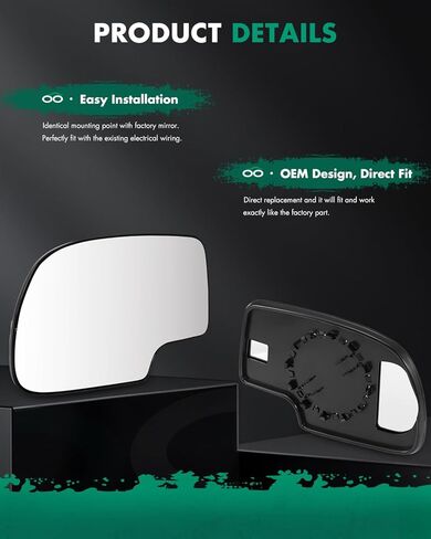 SCITOO Exterior Mirror Replacement Glass Lens Manual fit 1999-2006 for Chevy Silverado Suburban for GMC Sierra Yukon Driver Left Side Towing Mirror Replacement Glass in Kuwait