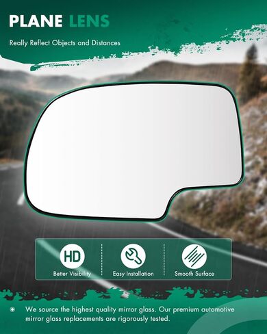 SCITOO Exterior Mirror Replacement Glass Lens Manual fit 1999-2006 for Chevy Silverado Suburban for GMC Sierra Yukon Driver Left Side Towing Mirror Replacement Glass in Kuwait