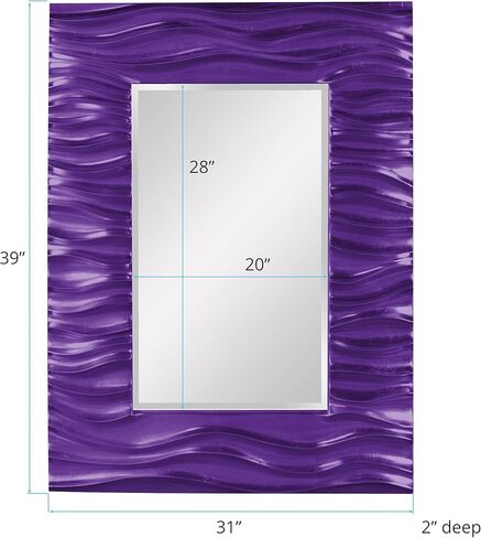 هوارد إليوت زينيث مرآة حائط معلقة مستطيلة، 31 × 39 بوصة، ورقة فضية لامعة in Kuwait