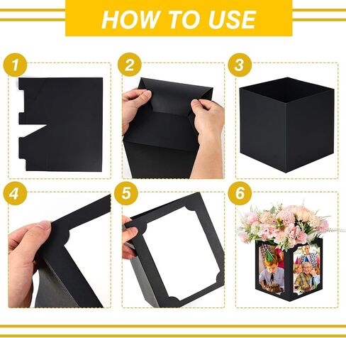 12 Pcs Picture Centerpieces for Table - 6/7 Inch Photo Display Frame & Hollow Picture Props Box for Congrats Grad Decor, Wedding, Birthday Party Table Decoration (Black) in Kuwait