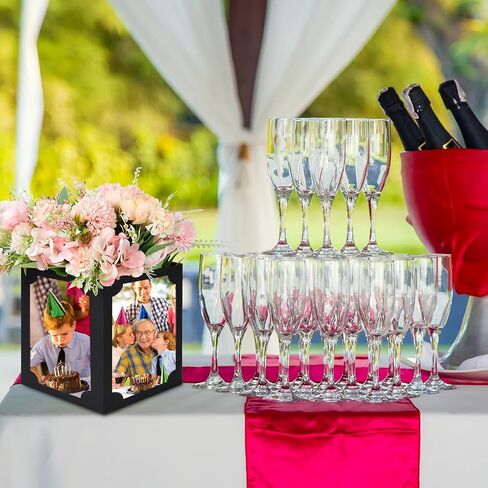 12 Pcs Picture Centerpieces for Table - 6/7 Inch Photo Display Frame & Hollow Picture Props Box for Congrats Grad Decor, Wedding, Birthday Party Table Decoration (Black) in Kuwait