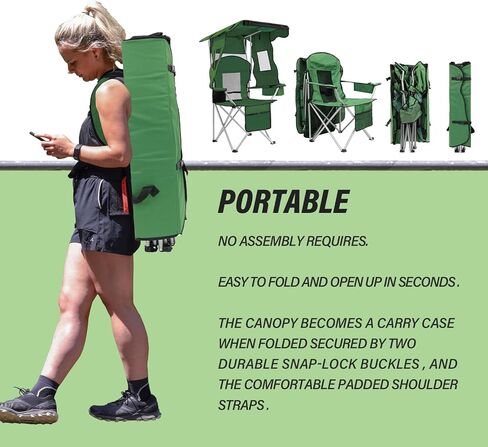 كرسي تخييم BDL مع مظلة قابلة للطي وكراسي الشاطئ المحمولة مع مبرد ومسند ظهر شبكي وحامل أكواب وجيب للتخييم وصيد الأسماك والشاطئ والرياضة، أزرق in Kuwait