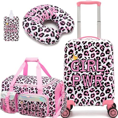 Kid's Luggage Set 3 Piece Suitcase Set 16" Hardside Luggage with Spinner Wheels Boys Carry on Toddler Travel Rolling Suitcase with Duffle Bag Neck Pillow Airline Approved in Saudi Arabia