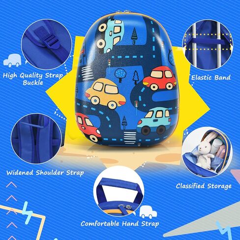 GYMAX 2Pc Kid Carry On Luggage Set, 12" & 18" Kids Suitcase with 4 Spinner Wheels, Travel Rolling Trolley in Kuwait