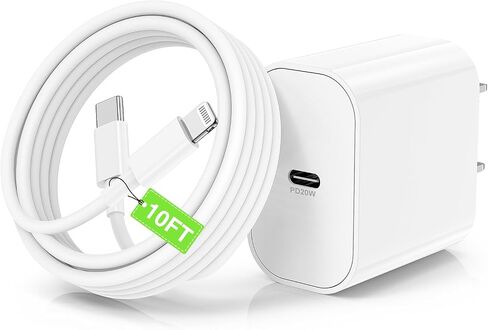 Wall Charger Block for Apple iPhone 16/16 Pro/16 Pro Max/15/15 Plus/15 Pro,Long USB C to C Cable Cord 10ft,20W Type C Fast Charging Plug Power Adapter Cube Brick for iPad 12.9/11 inch/5/4/3th/Air/Mini in Saudi Arabia